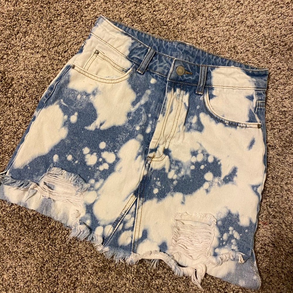 Faded tie dyed ripped Jean skirt sz 0